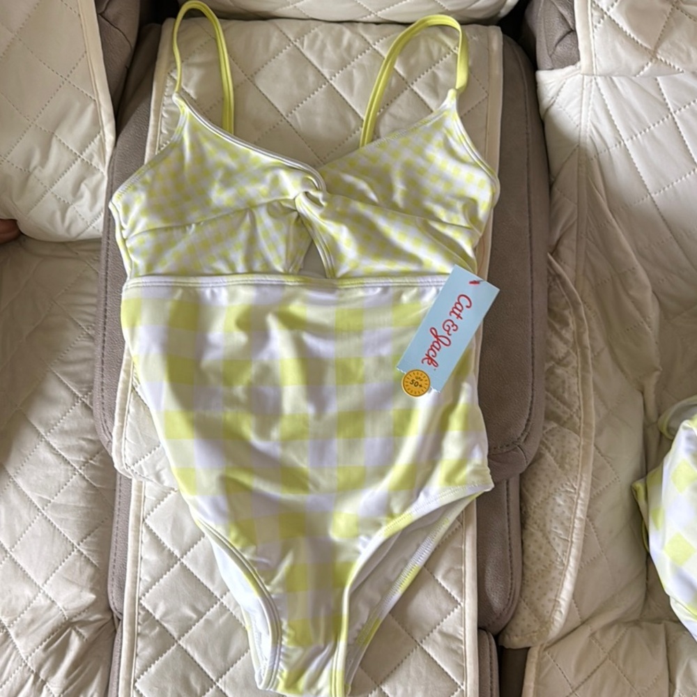 Cat & Jack Lemon Checkered Swimsuit